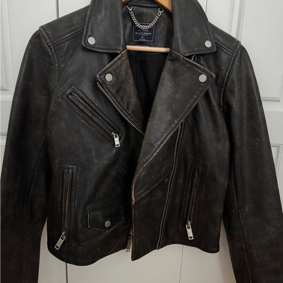 Abercrombie & Fitch women’s Black Leather Bomber-Style Jacket - Picture 2 of 6